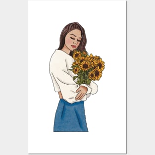 Sunflower girl (6) Posters and Art